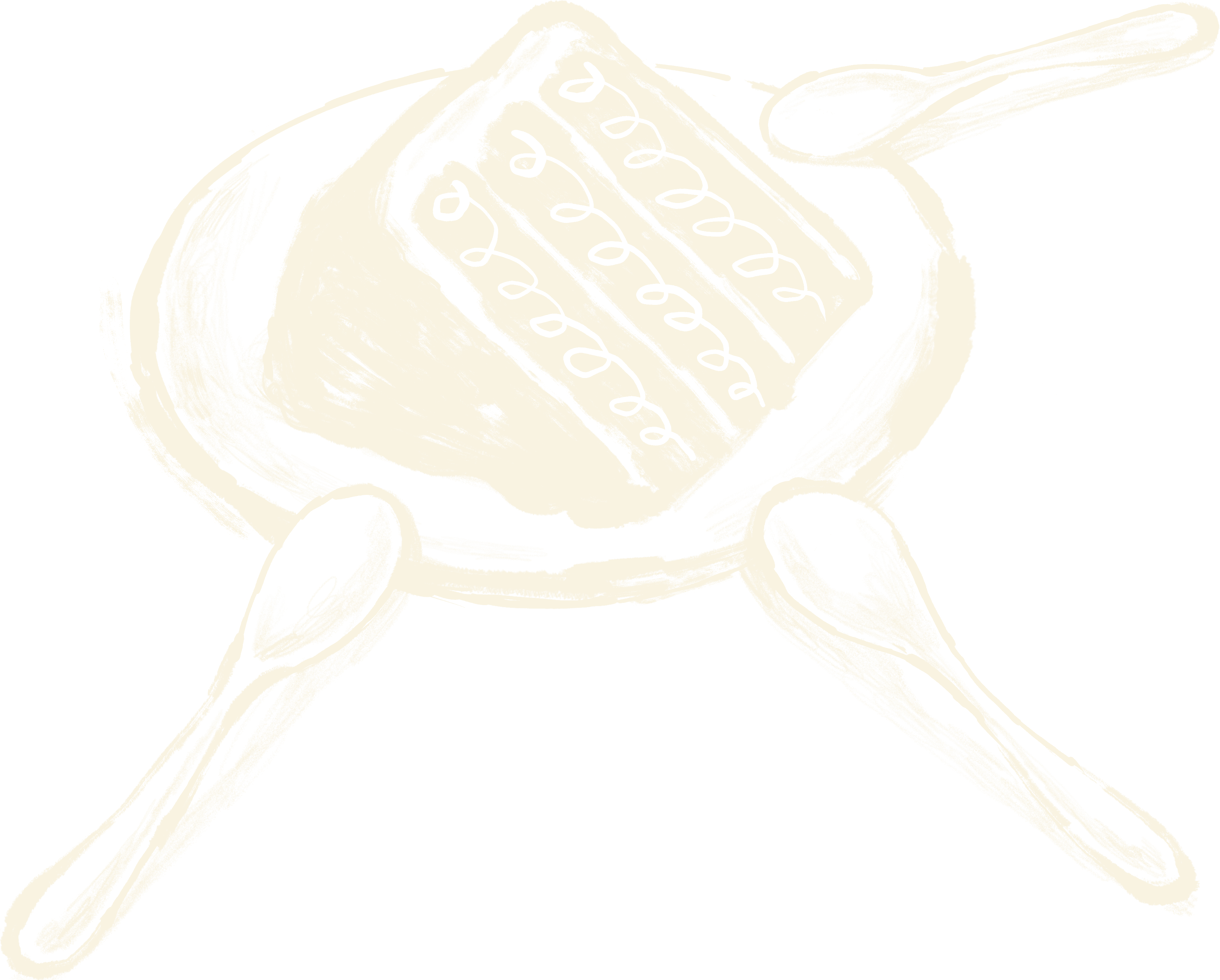 Fatia de bolo com colheres de pau